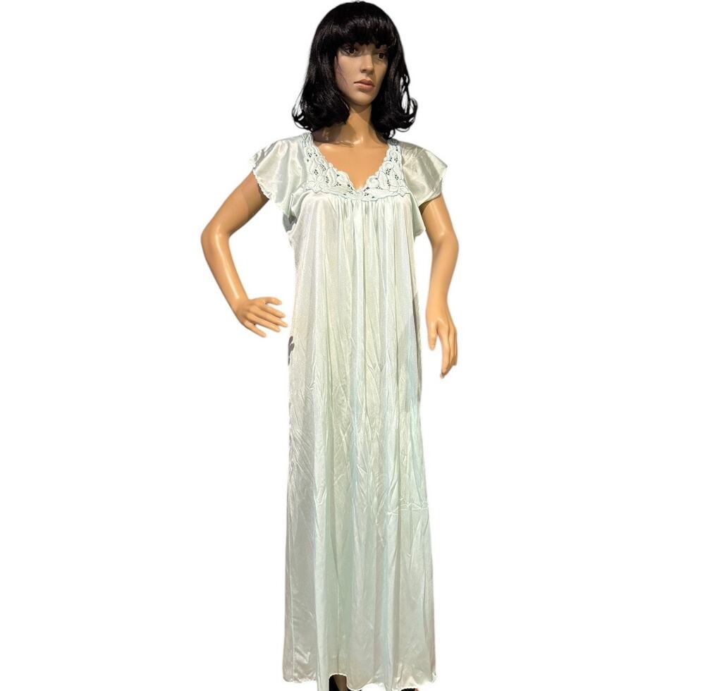 American Vintage Kayser Green flutter sleeves Long Nightgown size medium